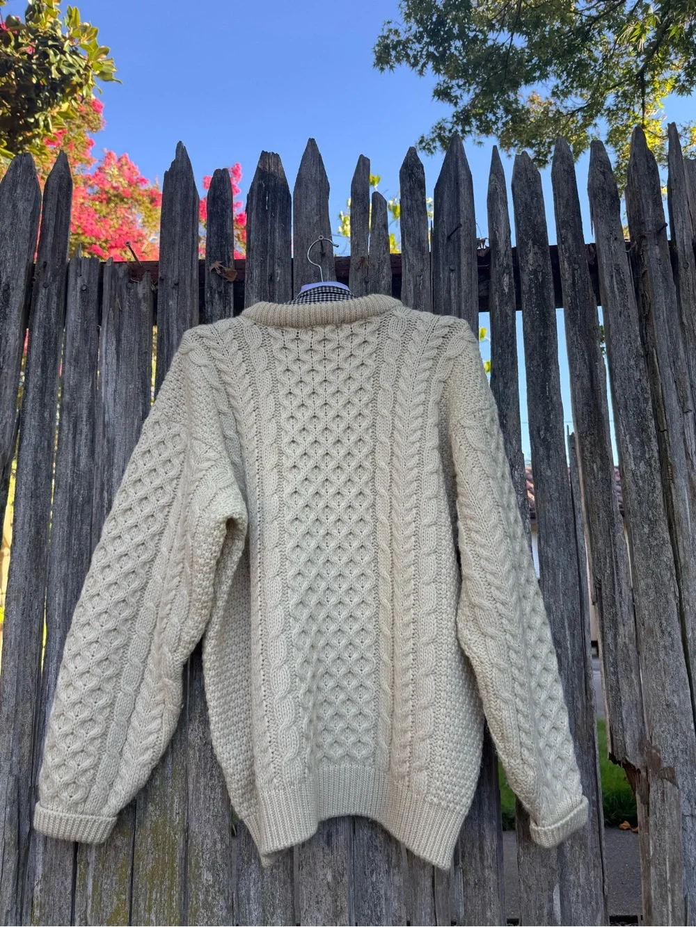 Vintage L.L.Bean Made in Ireland 100% Wool Aran Fisherman Sweater